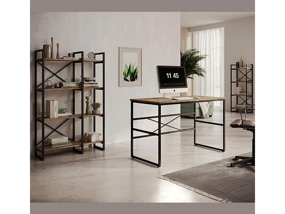 Bureau pour Chambre Bureau en Pin Atlantique et Acier 120x60x75cm Factory M