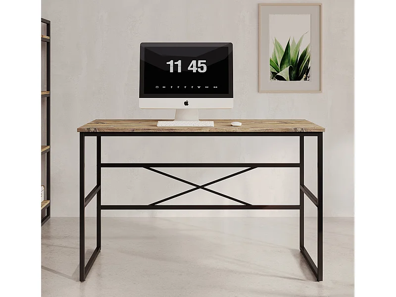 Bureau pour Chambre Bureau en Pin Atlantique et Acier 120x60x75cm Factory M