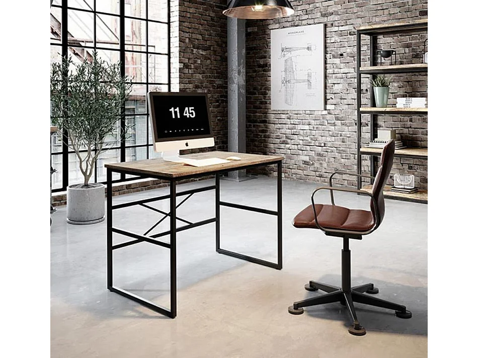 Bureau pour Chambre Bureau en Pin Atlantique et Acier 100x60x75cm Factory M