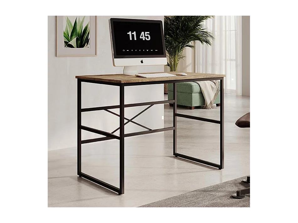 Bureau pour Chambre Bureau en Pin Atlantique et Acier 100x60x75cm Factory M