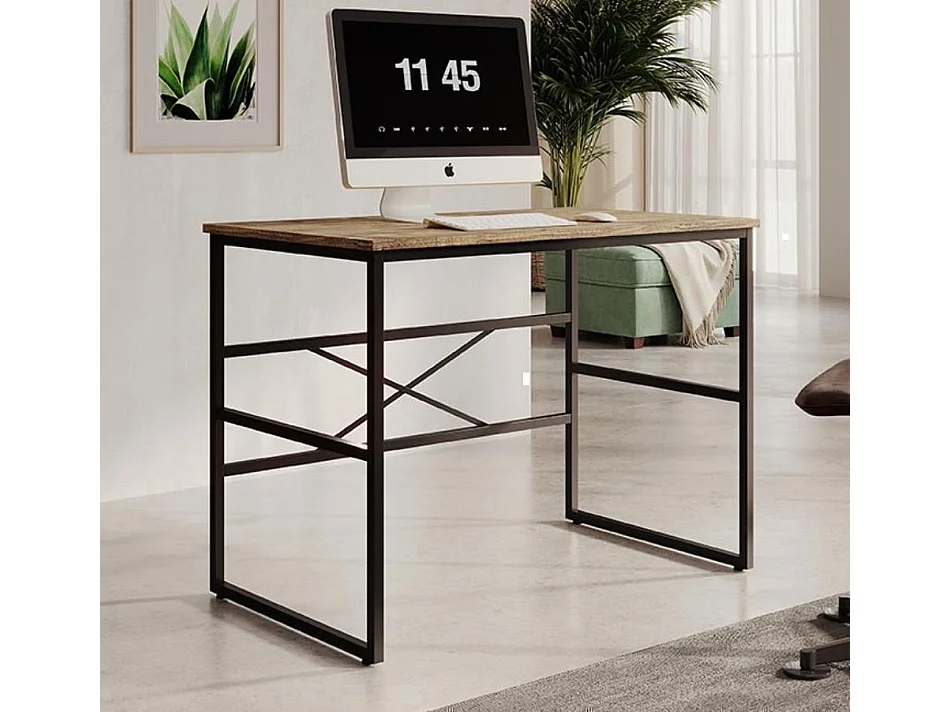 Bureau pour Chambre Bureau en Pin Atlantique et Acier 100x60x75cm Factory M