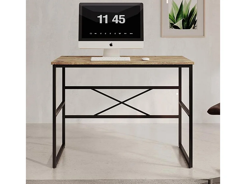 Bureau pour Chambre Bureau en Pin Atlantique et Acier 100x60x75cm Factory M