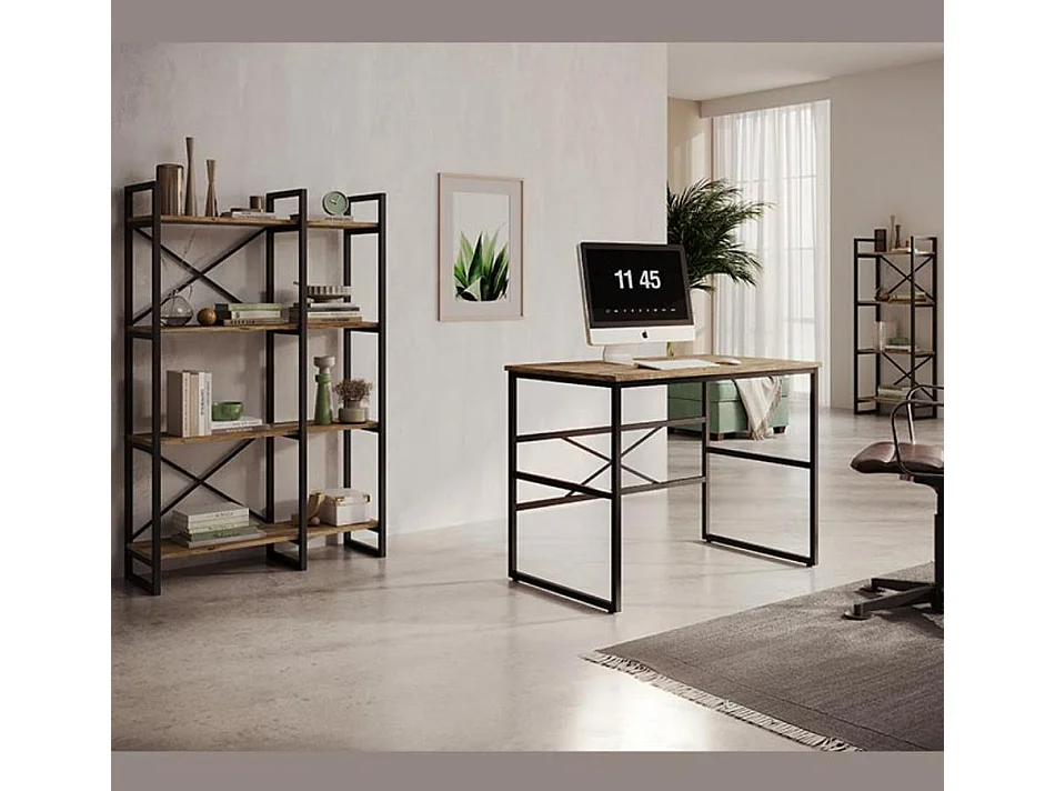 Bureau pour Chambre Bureau en Pin Atlantique et Acier 100x60x75cm Factory M