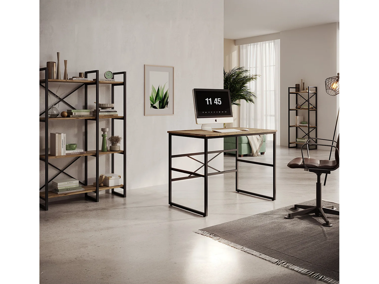 Bureau pour Chambre Bureau en Pin Atlantique et Acier 100x60x75cm Factory M