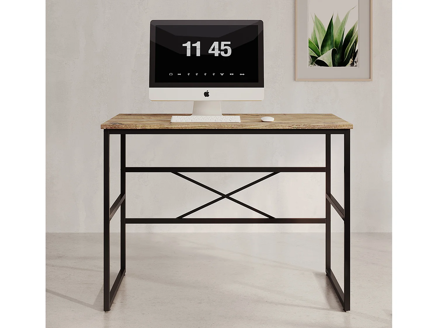 Bureau pour Chambre Bureau en Pin Atlantique et Acier 100x60x75cm Factory M