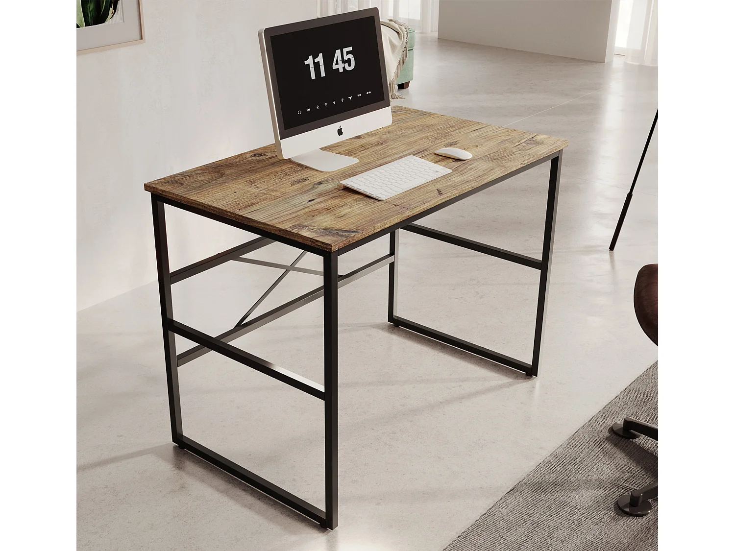 Bureau pour Chambre Bureau en Pin Atlantique et Acier 100x60x75cm Factory M