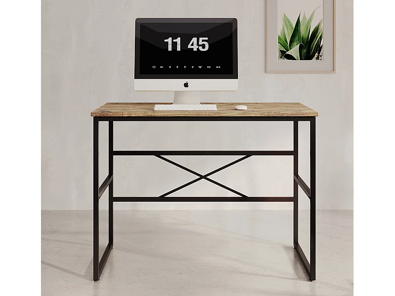 Escritorio para Dormitorio Oficina en Pino Atlantico y Acero 100x60x75cm Factory M