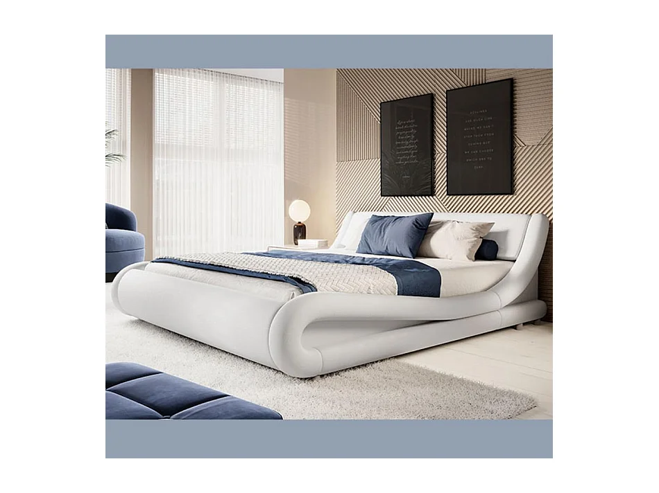 Lit double 150x190cm en Blanc Alessia