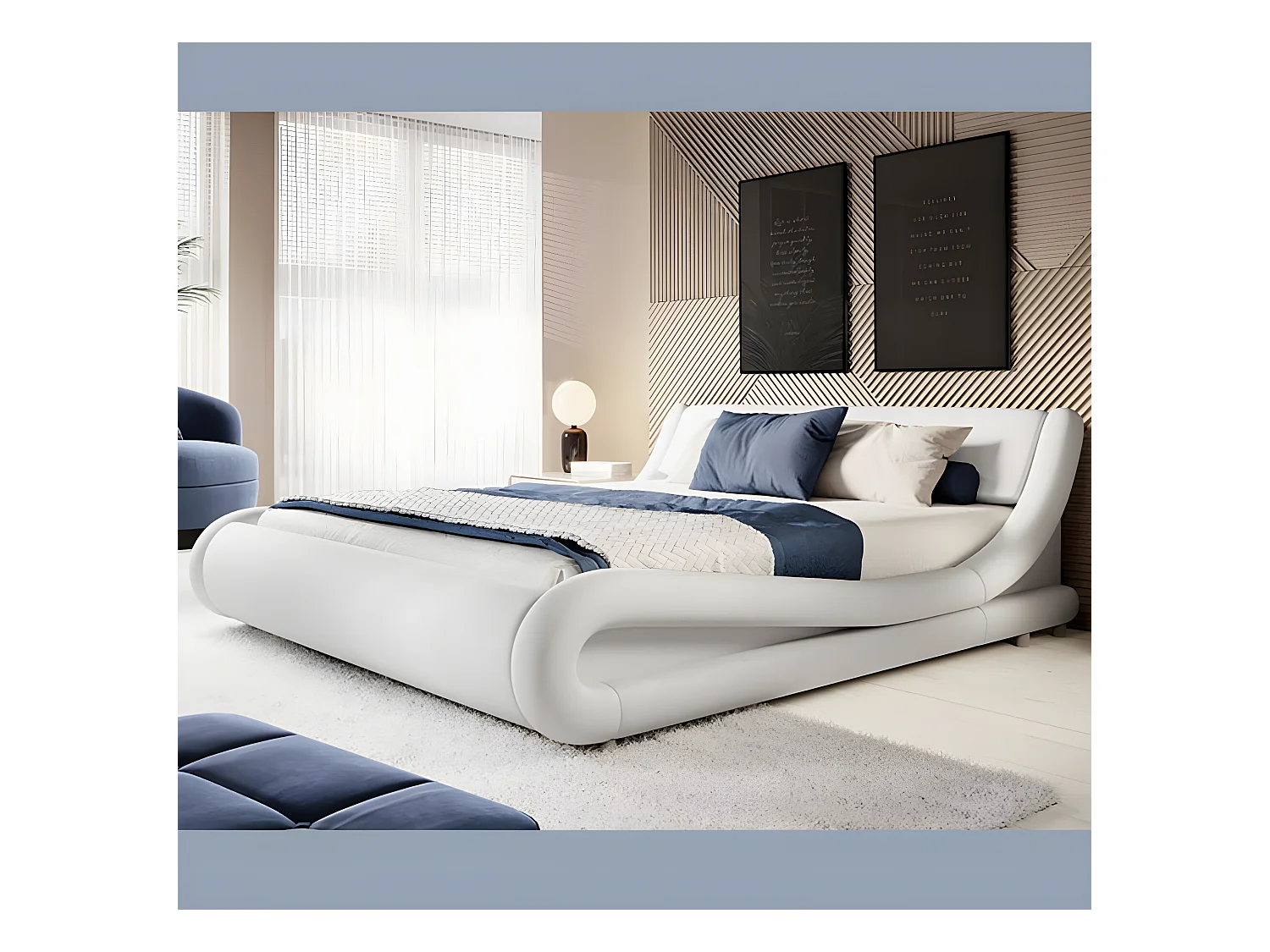 Lit double 120x190cm en Blanc Alessia