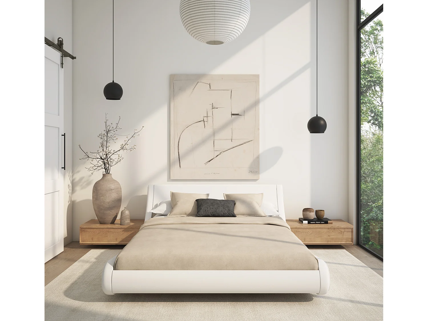 Lit double 180x200cm en Blanc Alessia