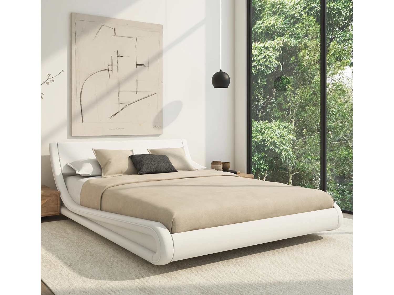 Cama de matrimonio 135x190cm en Blanco Alessia