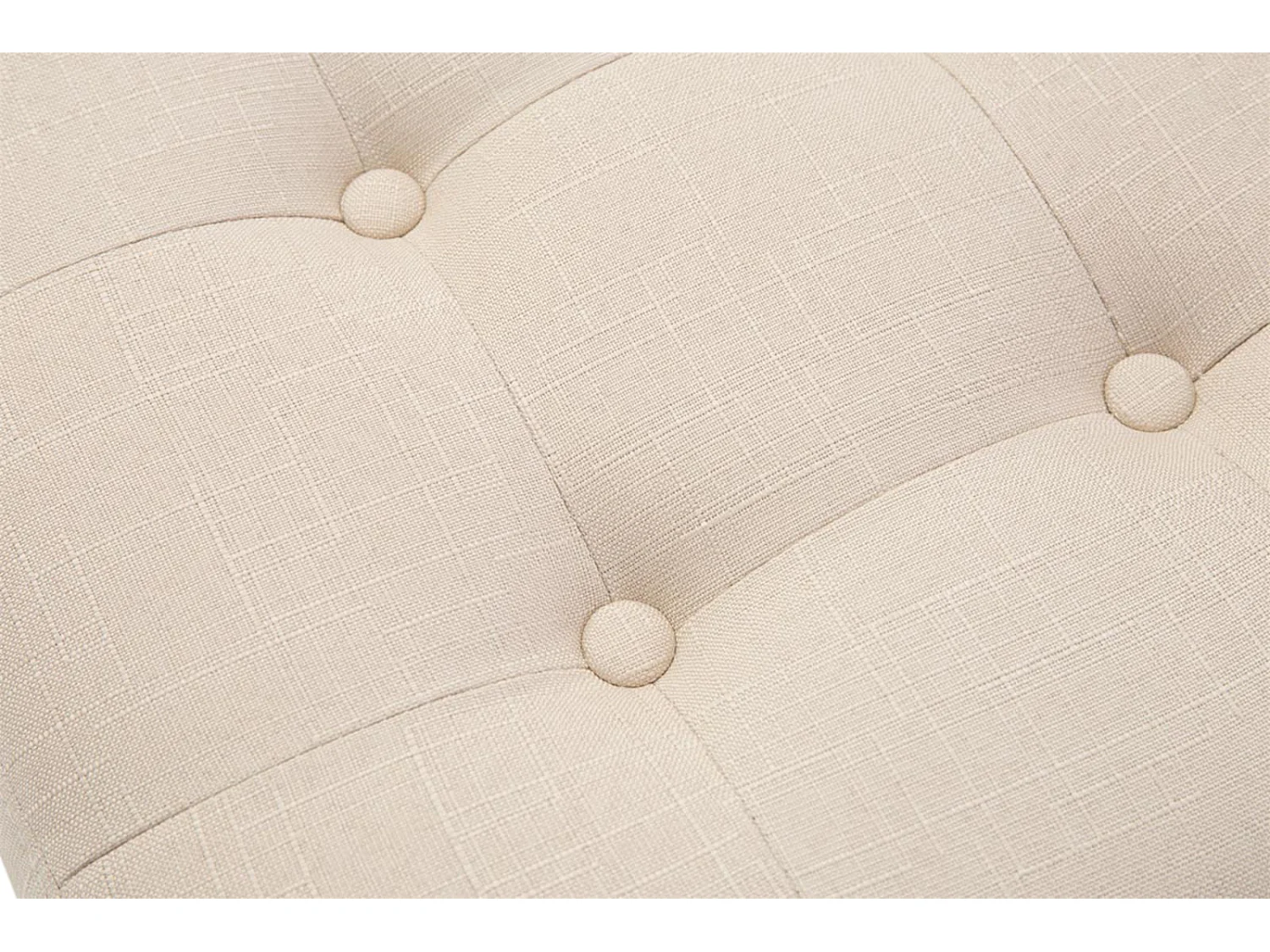 2x taburetes bajos puff reposapiés otomanos botones decorativo en tela crema base madera M10_001629