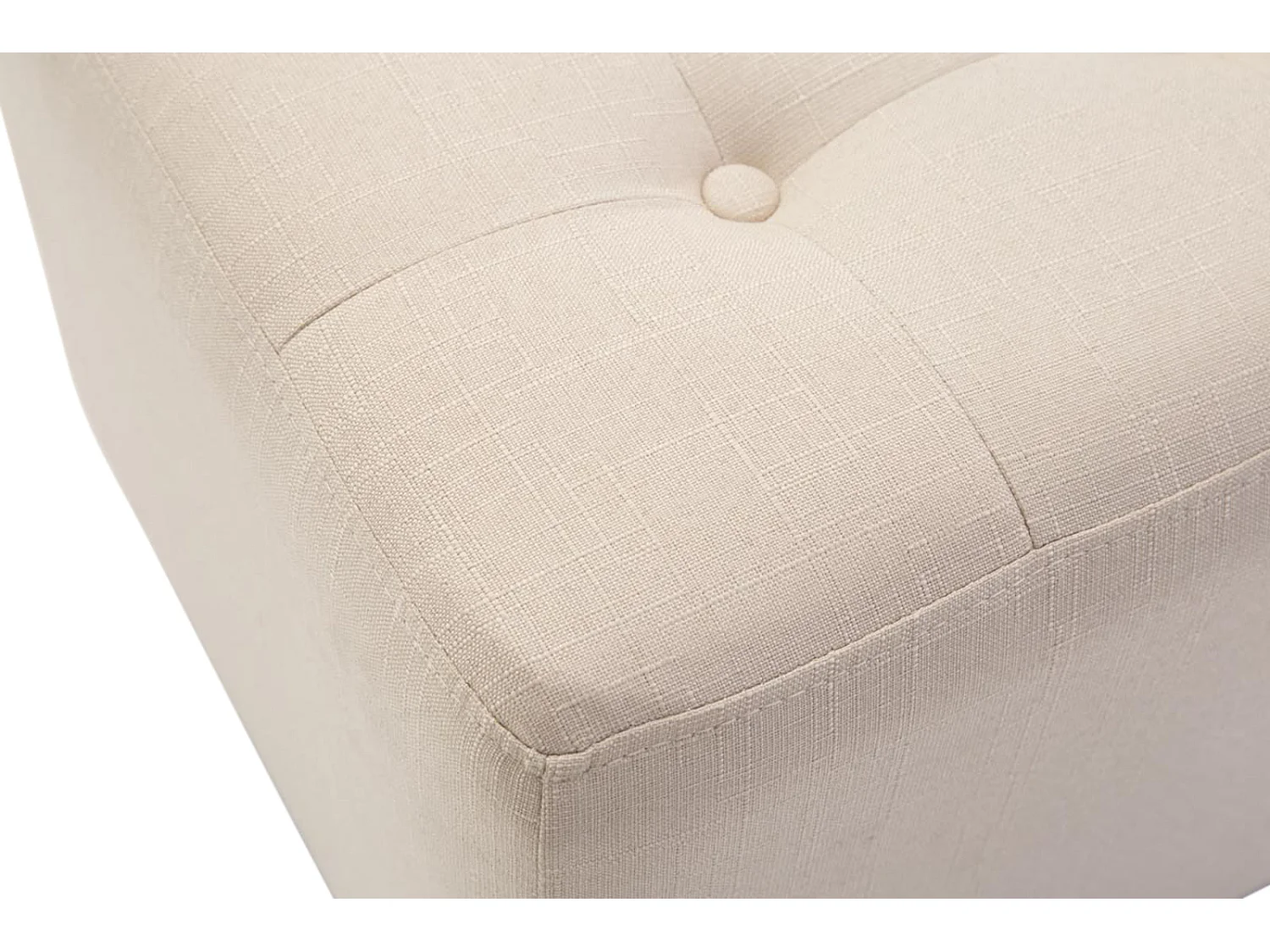 2x taburetes bajos puff reposapiés otomanos botones decorativo en tela crema base madera M10_001629
