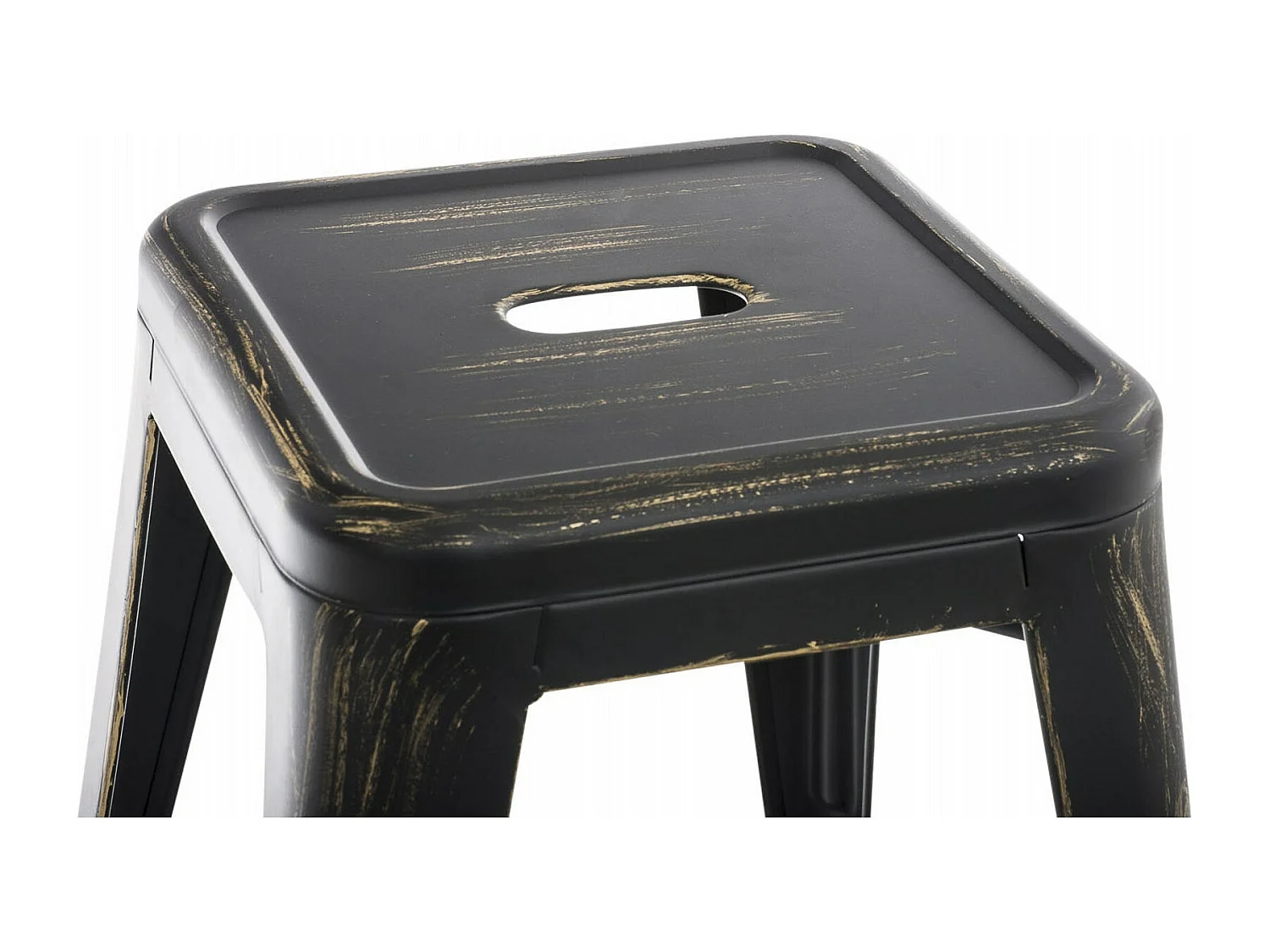 Conjunto de 4 taburetes bajos altura 46 cm apilable estilo industrial negro-dorado metal M10_001806