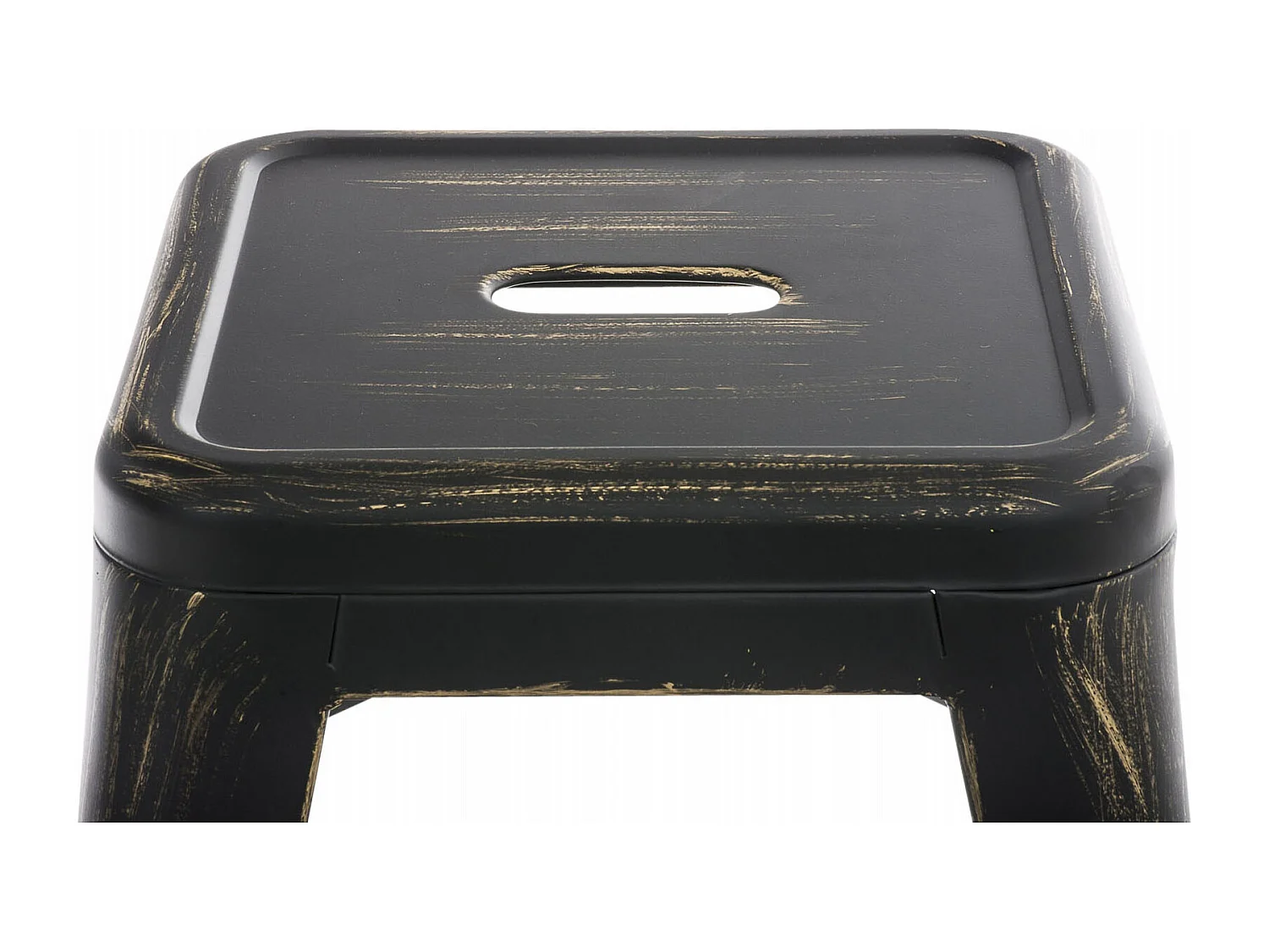 Conjunto de 4 taburetes bajos altura 46 cm apilable estilo industrial negro-dorado metal M10_001806