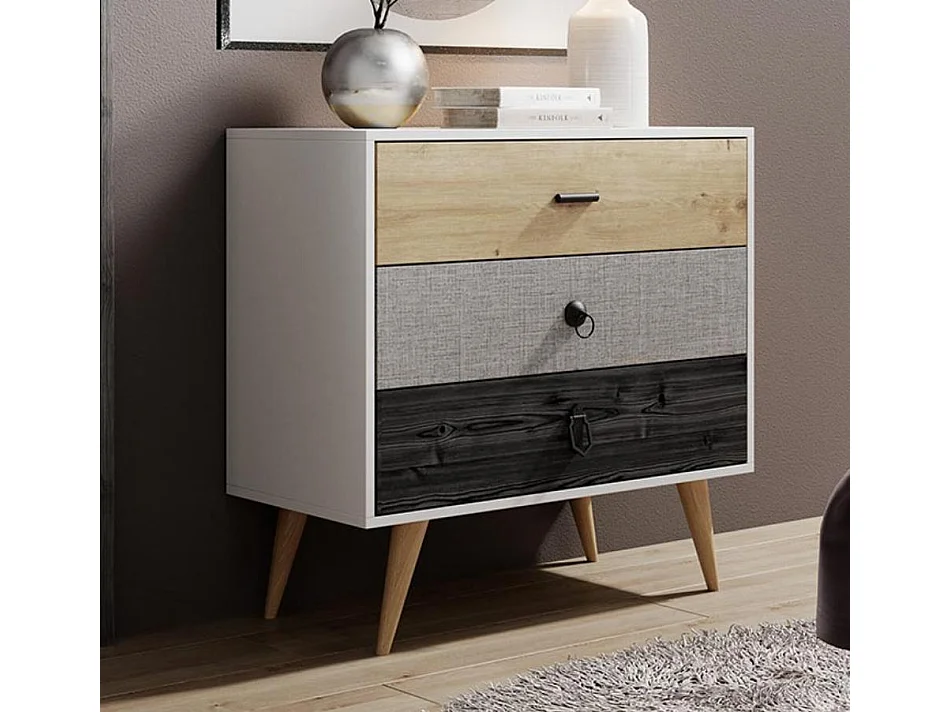Commode pour Chambre à coucher en Multicolore 80x39,5x78,8cm Leticia