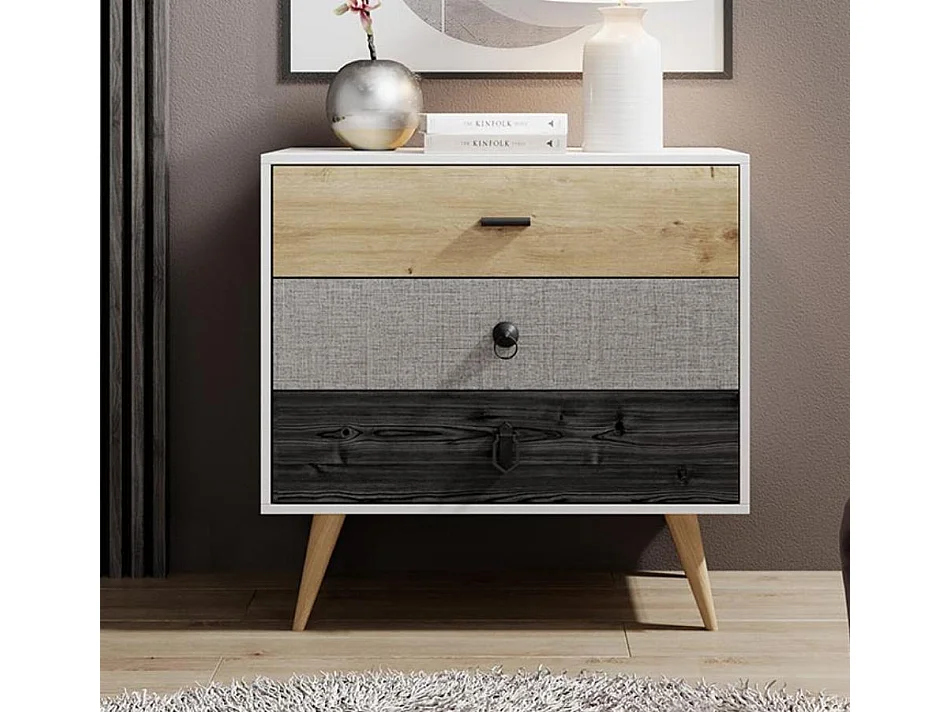 Commode pour Chambre à coucher en Multicolore 80x39,5x78,8cm Leticia