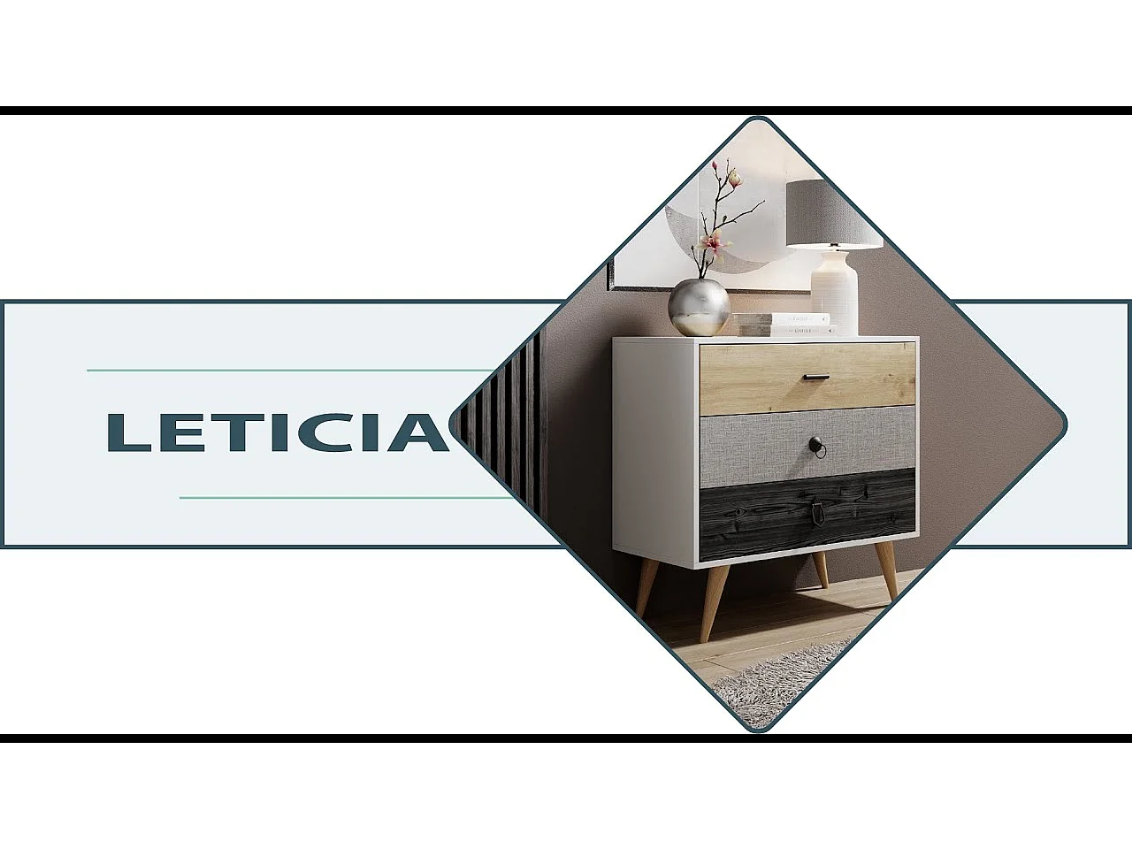 Commode pour Chambre à coucher en Multicolore 80x39,5x78,8cm Leticia