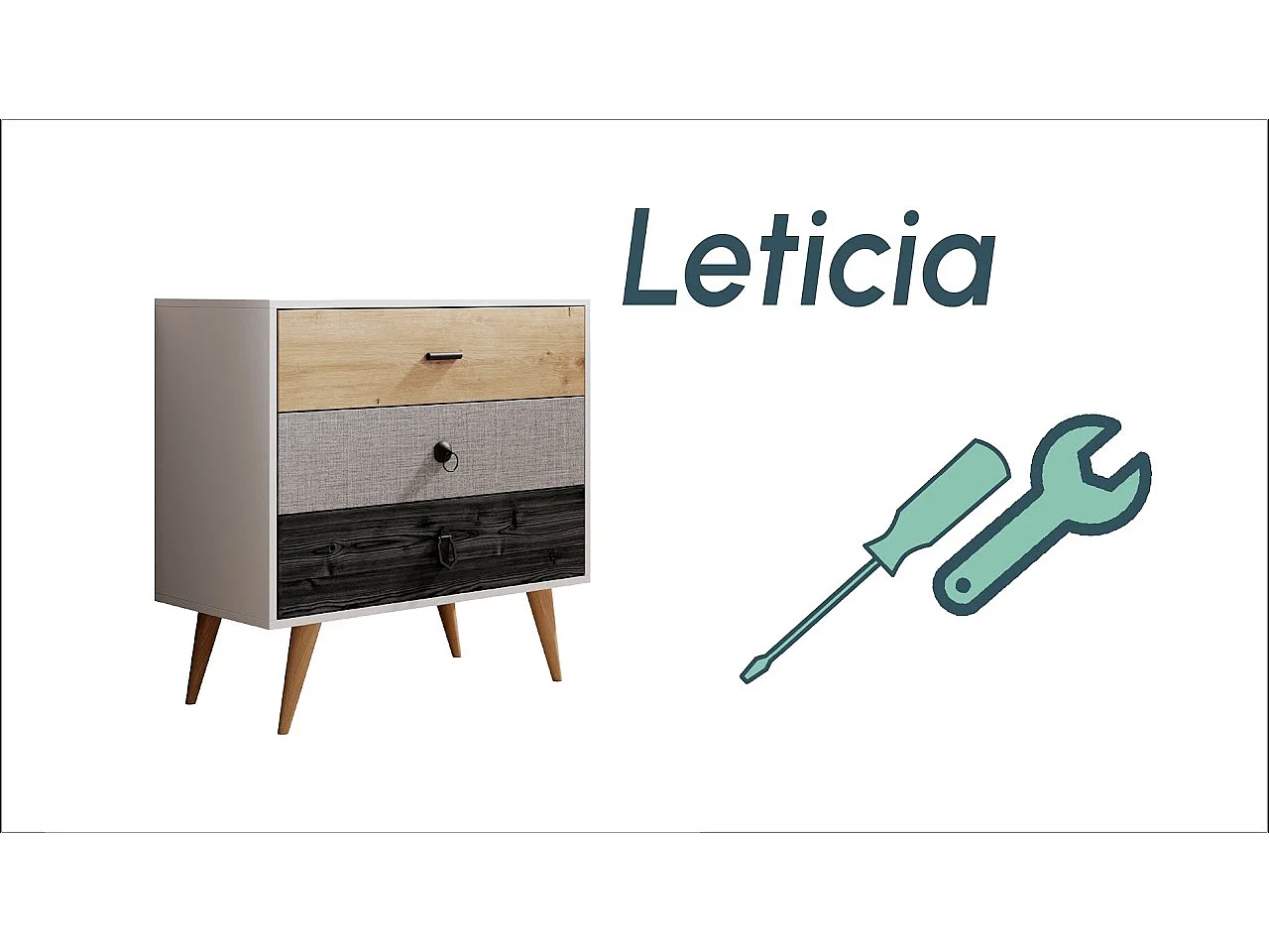 Commode pour Chambre à coucher en Multicolore 80x39,5x78,8cm Leticia