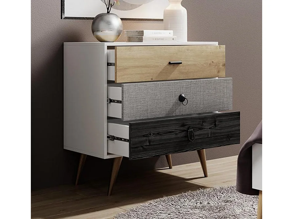 Commode pour Chambre à coucher en Multicolore 80x39,5x78,8cm Leticia