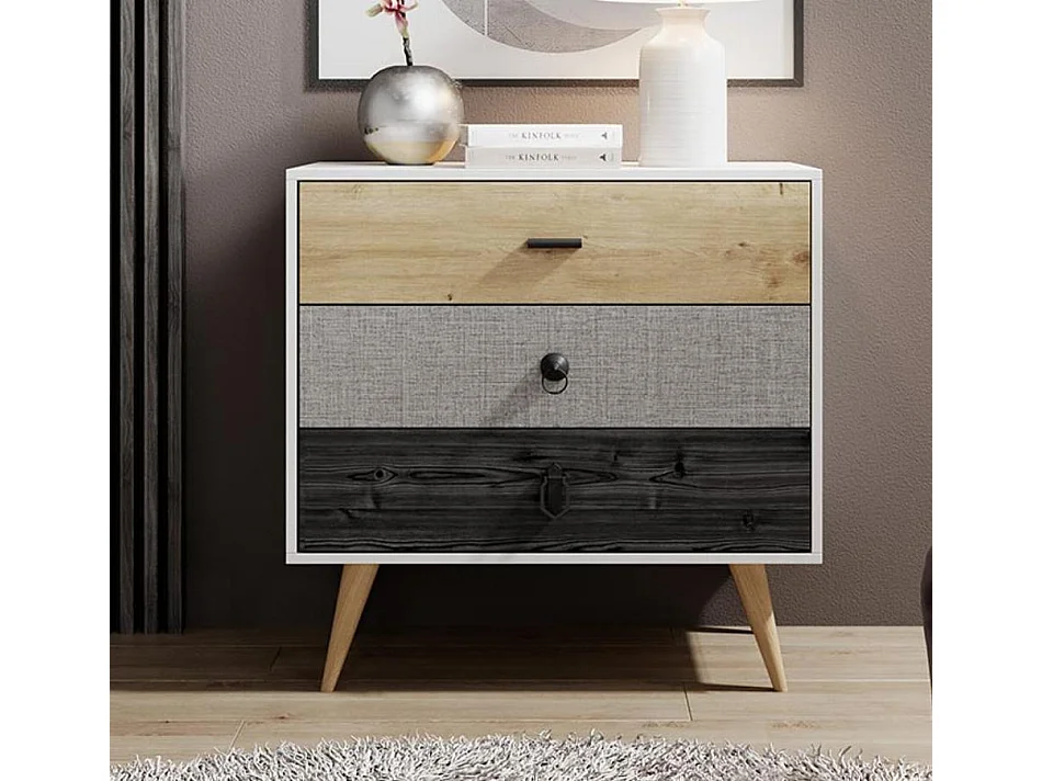 Commode pour Chambre à coucher en Multicolore 80x39,5x78,8cm Leticia