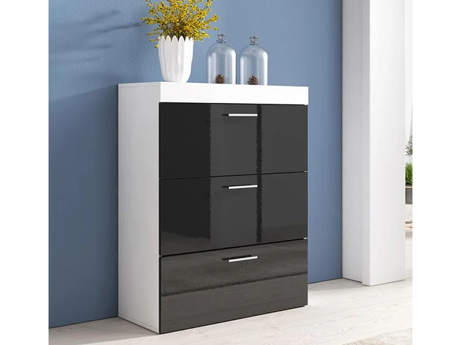 Commode pour Chambre à coucher en Blanc et Noir 75x36x99cm Dalia