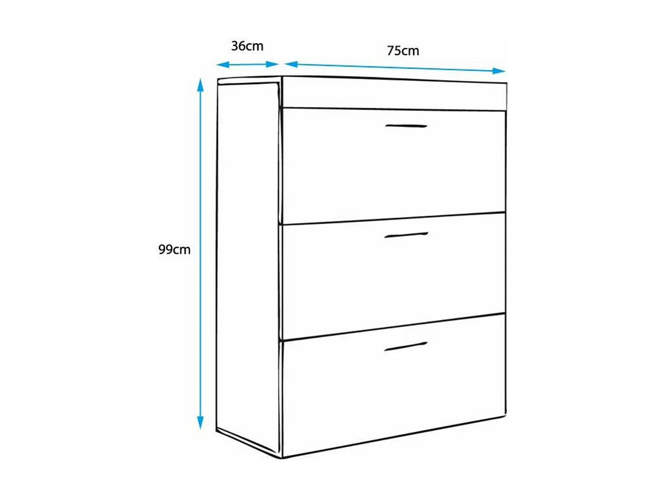 Commode pour Chambre à coucher en Blanc et Noir 75x36x99cm Dalia