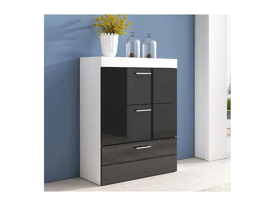 Commode pour Chambre à coucher en Blanc et Noir 75x36x99cm Dalia