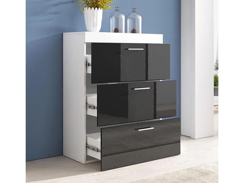 Commode pour Chambre à coucher en Blanc et Noir 75x36x99cm Dalia