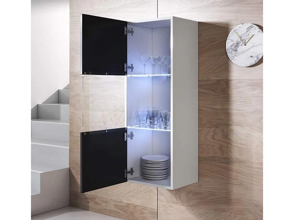 Mueble de salón para Salón comedor en Blanco y Negro con LED 160x40x166cm Luke 6