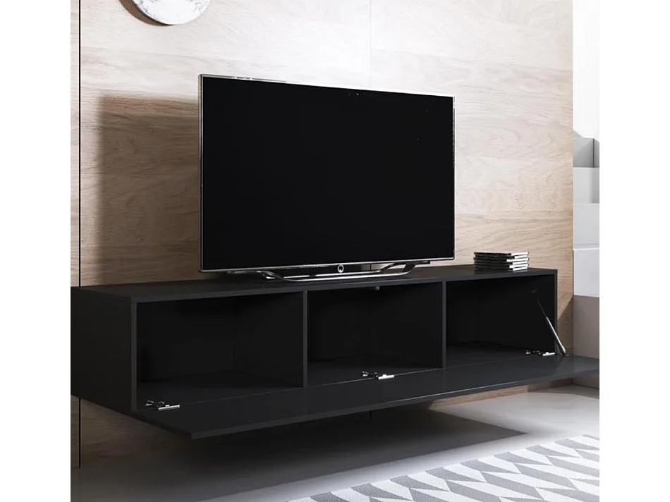 Mueble de salón para Salón comedor en Negro con LED 260x40x165cm Luke 8