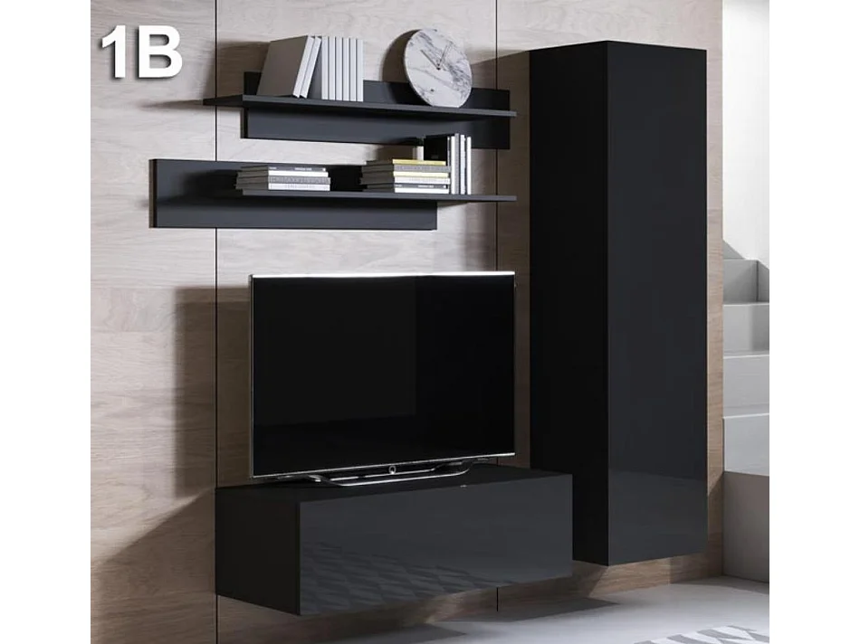 Mueble de salón para Salón comedor en Negro 150x40x165cm Luke 1