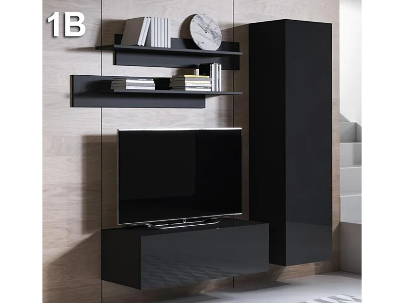 Mueble de salón para Salón comedor en Negro 150x40x165cm Luke 1