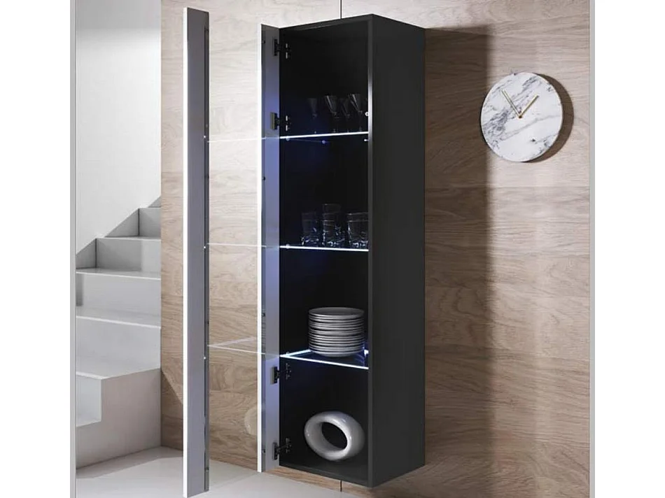 Mueble de salón para Salón comedor en Negro y Blanco con LED 260x40x165cm Luke 8