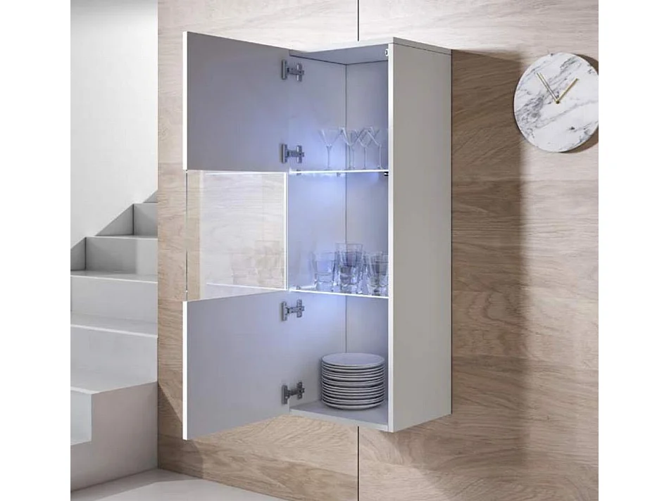 Mueble de salón para Salón comedor en Blanco con LED 160x40x166cm Luke 6