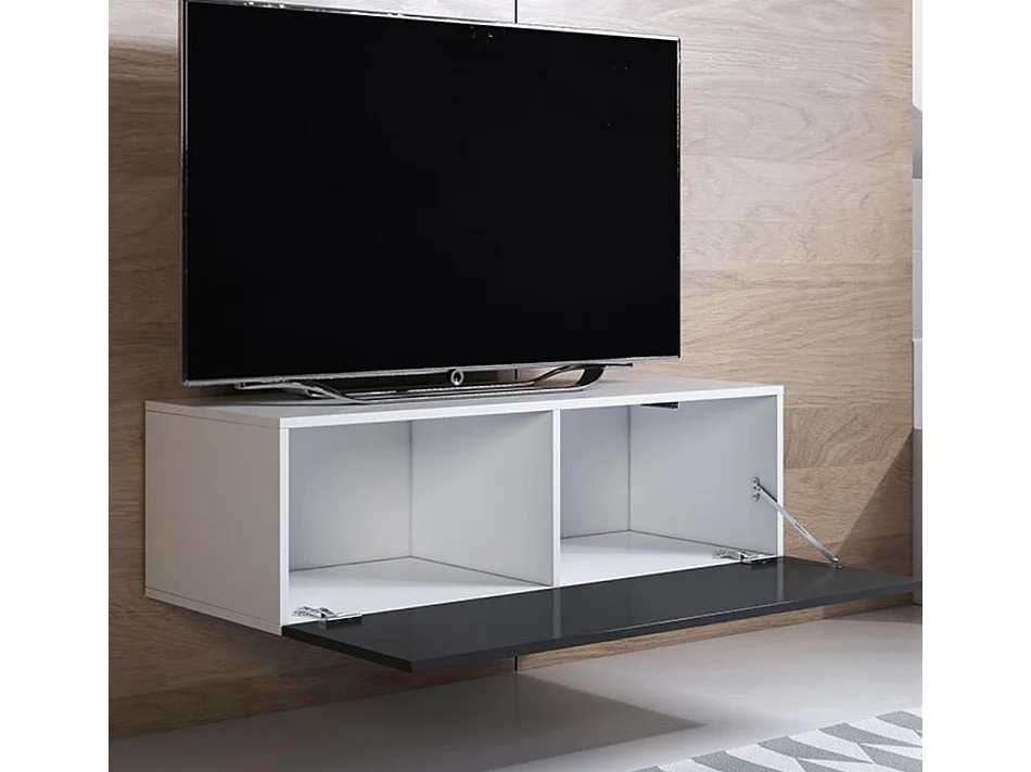 Mueble de salón para Salón comedor en Blanco y Negro con LED 150x40x165cm Luke 3