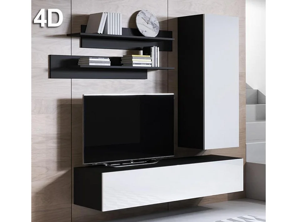 Mueble de salón para Salón comedor en Negro y Blanco 160x40x166cm Luke 4