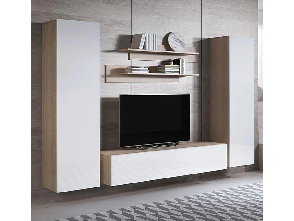 Mueble de salón para Salón comedor en Sonoma y Blanco 260x40x165cm Luke 7