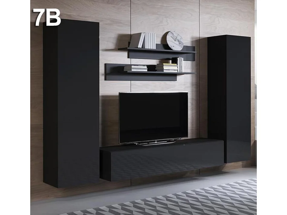 Mueble de salón para Salón comedor en Negro 260x40x165cm Luke 7