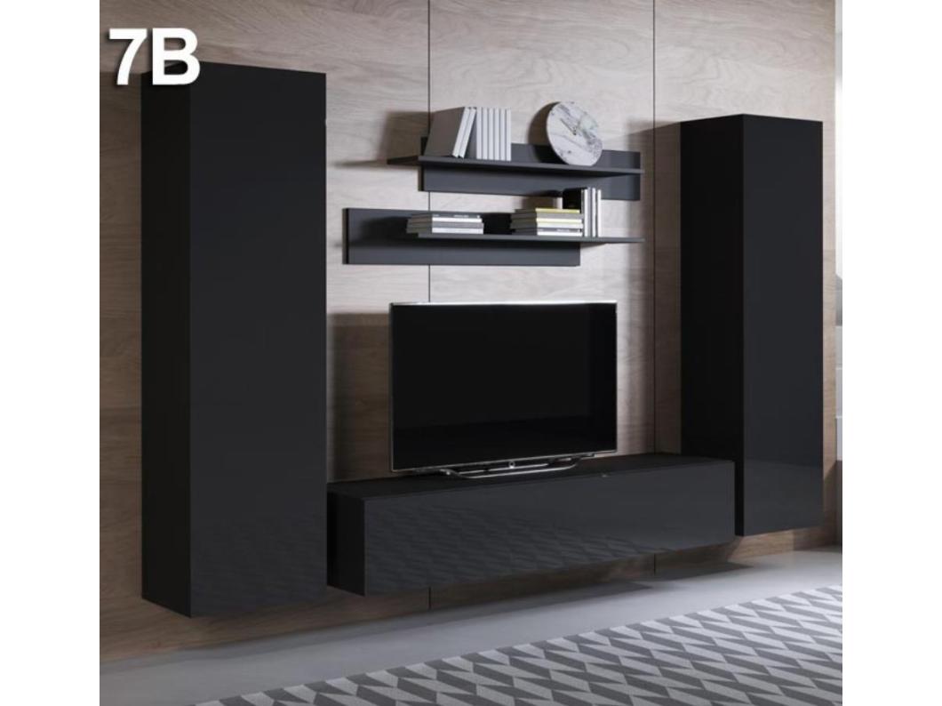 Mueble de salón para Salón comedor en Negro con 260x40x165cm Luke 7