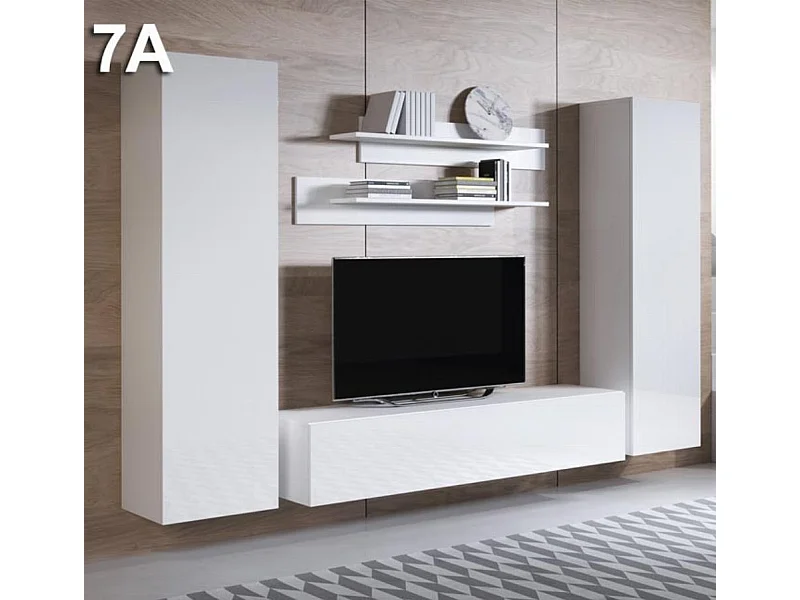 Mueble de salón para Salón comedor en Blanco 260x40x165cm Luke 7