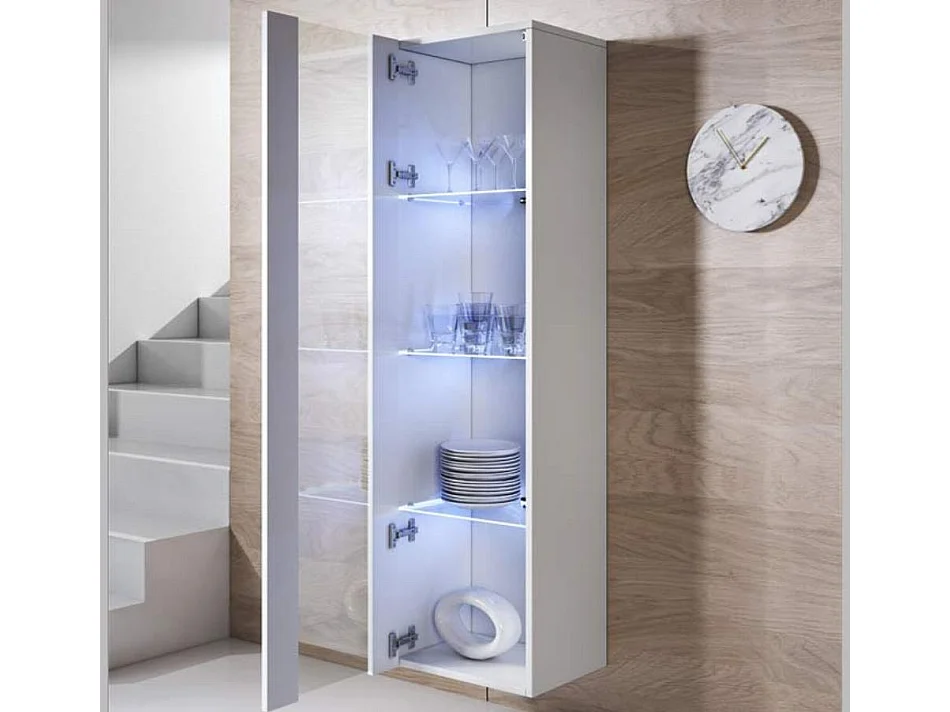 Mueble de salón para Salón comedor en Blanco con LED 260x40x165cm Luke 8