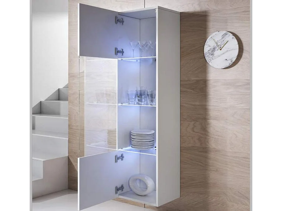 Mueble de salón para Salón comedor en Blanco con LED 260x40x165cm Luke 9