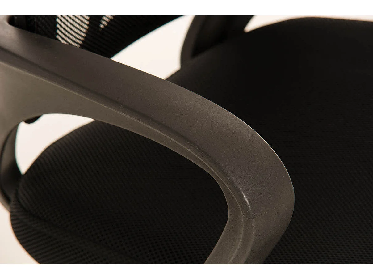 Silla de escritorio y oficina sin ruedas reposabrazos asiento ergonómico tela negro y metal cromado M10_002411