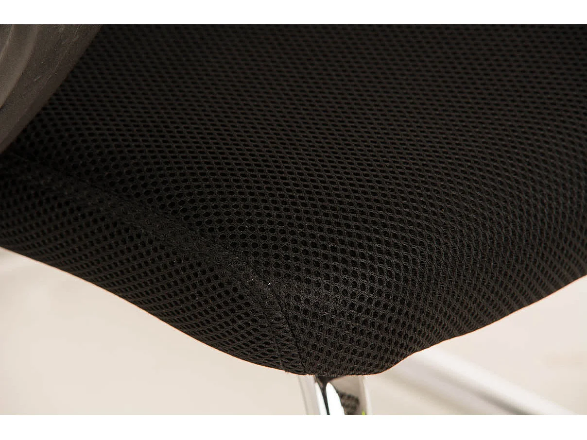 Silla de escritorio y oficina sin ruedas reposabrazos asiento ergonómico tela negro y metal cromado M10_002411
