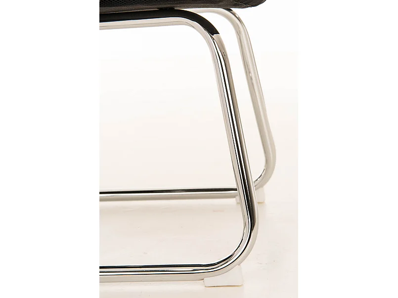 Silla de escritorio y oficina sin ruedas reposabrazos asiento ergonómico tela negro y metal cromado M10_002411