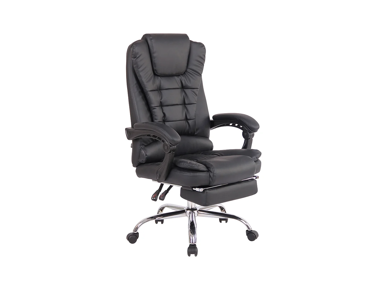 Silla de escritorio y oficina con reposapiés extraíble respaldo ajustable polipiel negro y metal cromado M10_002813