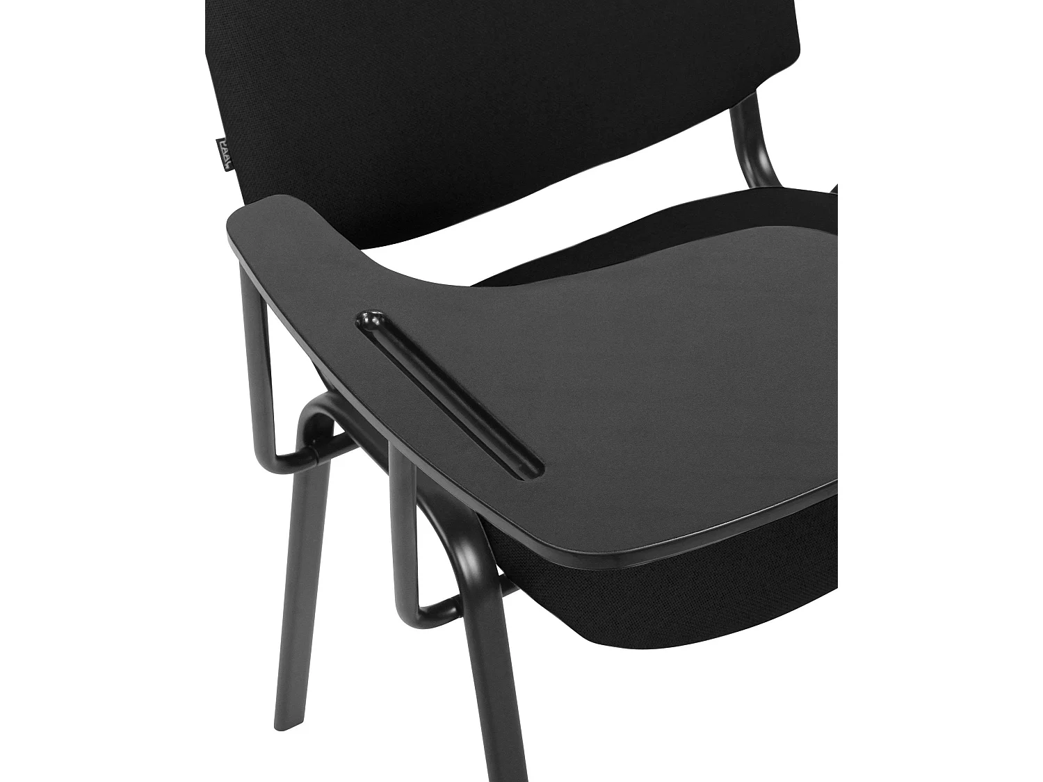 Silla oficina con mesa plegable asiento y respaldo acolchados tela negra y metal negro mate M10_003315