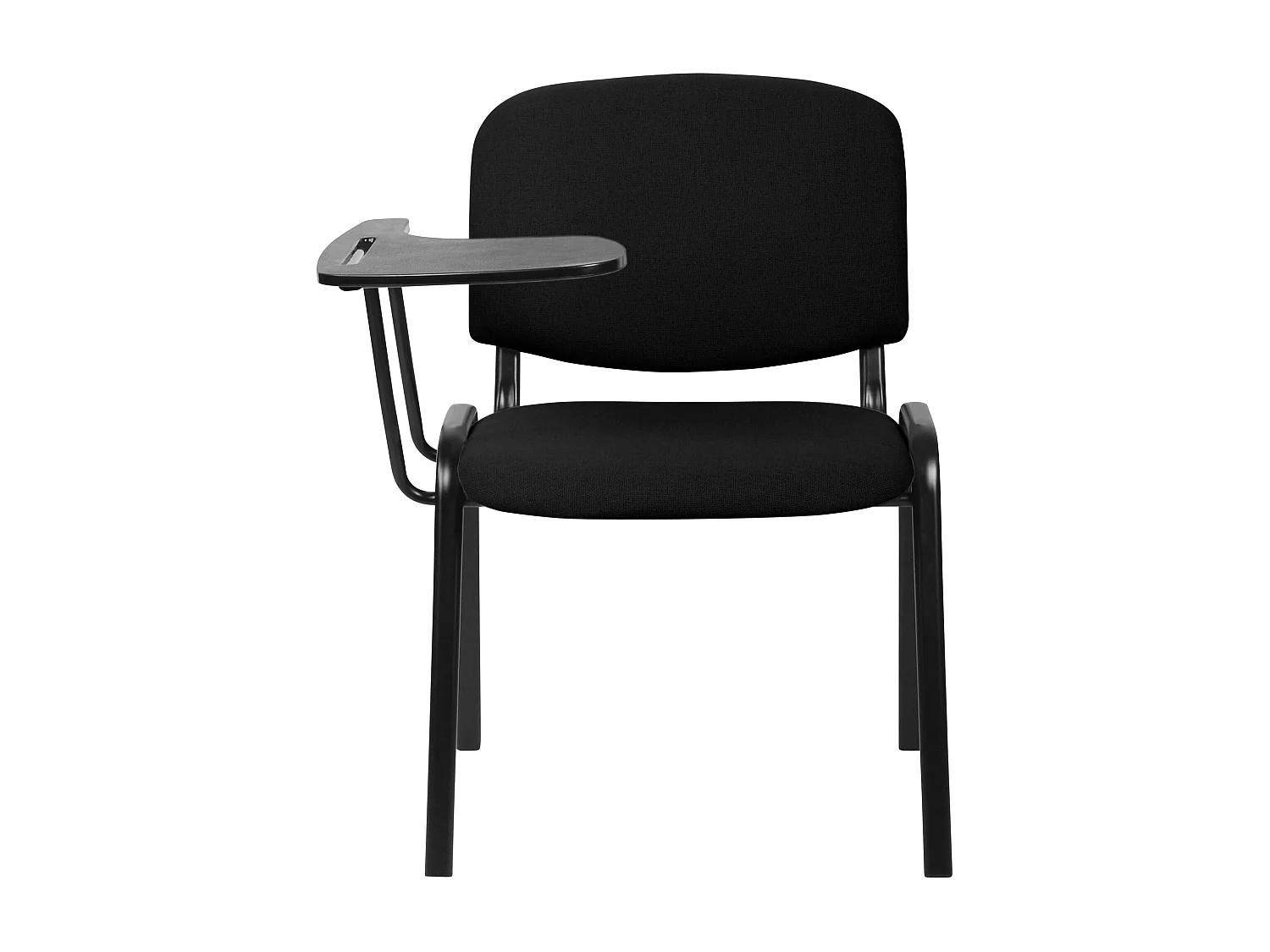 Silla oficina con mesa plegable asiento y respaldo acolchados tela negra y metal negro mate M10_003315