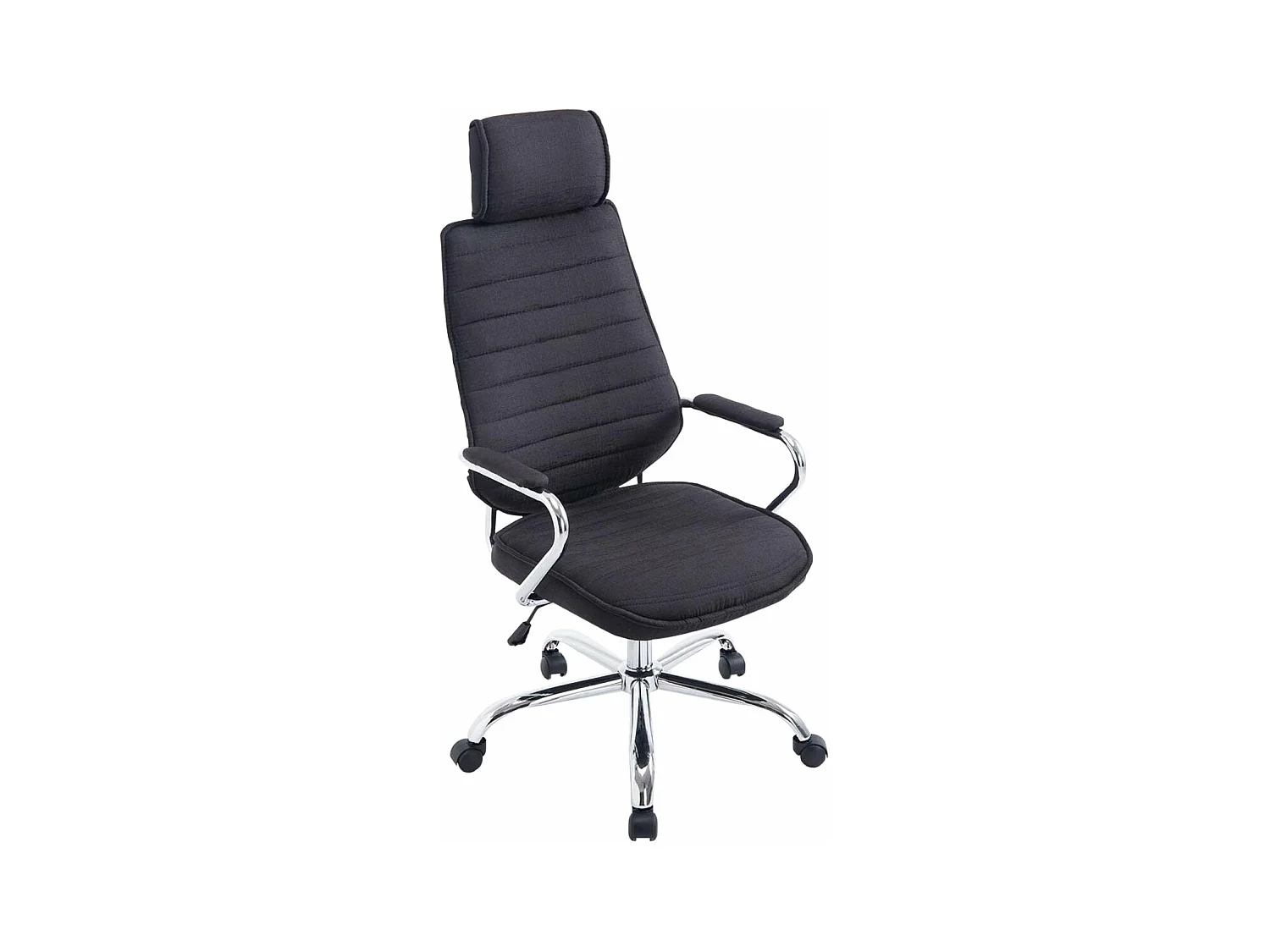 Silla de escritorio y oficina con ruedas mecanismo de balanceo en tela negra y metal cromado M10_002894